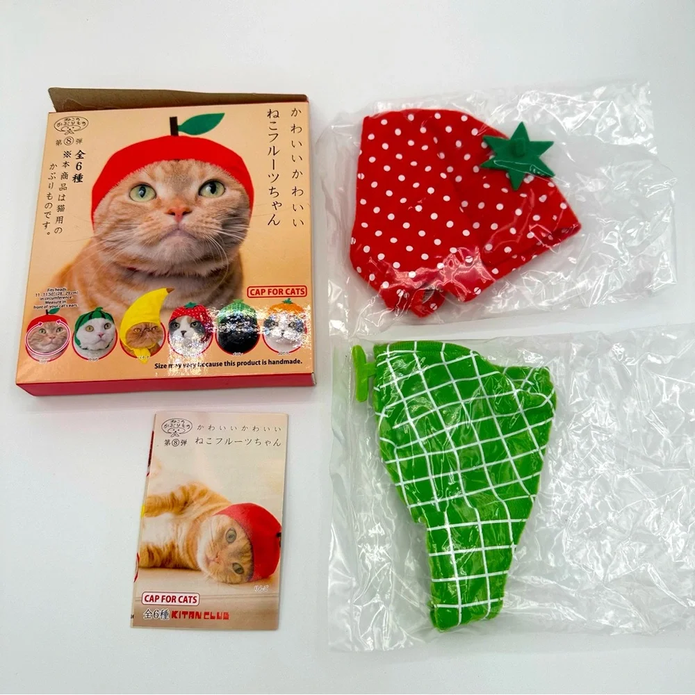 Lot of 8 Clever Idiots Cat Caps (Fruit, Kirby, Bears, Aquarium) Hats for Cats 😺